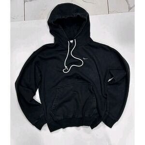 Nike Small Swoosh Black Pullover Hoodie Men's Size S Embroidered‎ Logo